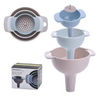 Bba488 Kitchen Household Oil Filter Four-in-one Multi-fuel Grid Multifunctional Dispensing Liquid Leak Funnel Set